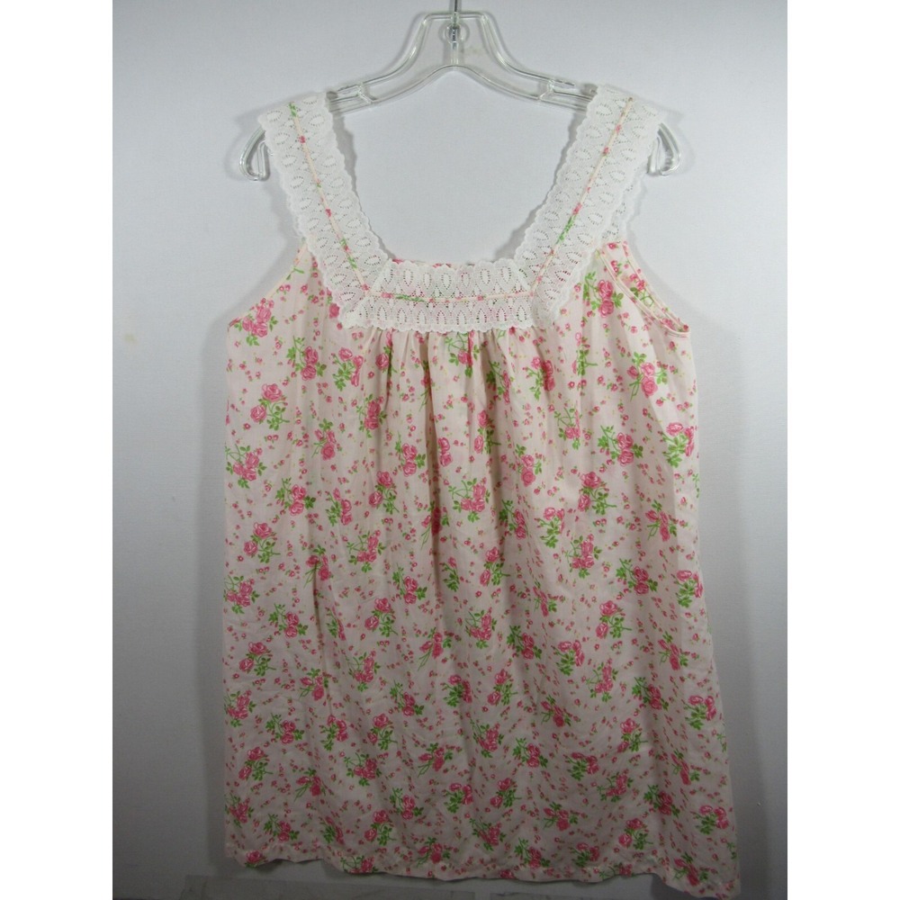 Vintage Komar Pink Roses Midi Nightgown Medium Sleeveless Cottagecore Granny